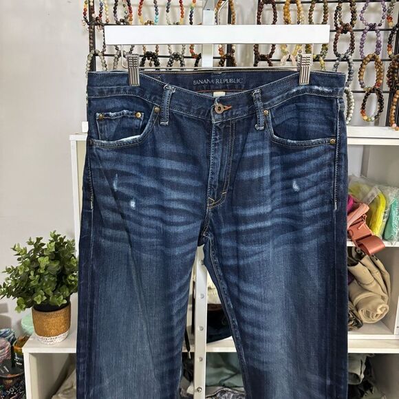 Banana Republic Blue Straight Jeans Classic Style - Picture 3 of 7